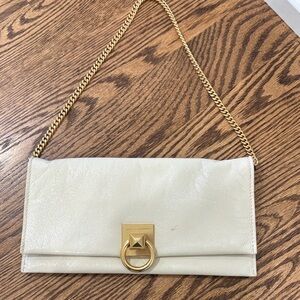Rebecca Minkoff cream leather clutch